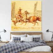 Vaquero en Stier door Edward Borein Canvas Afdruk (Insitu (Slaapkamer))