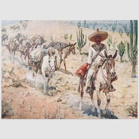 “Vaquero Pack Train” door Edward Borein Tissuepapier (Voorkant)