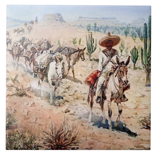 "Vaquero Pack Train" van Edward Borein Tegeltje (Voorkant)