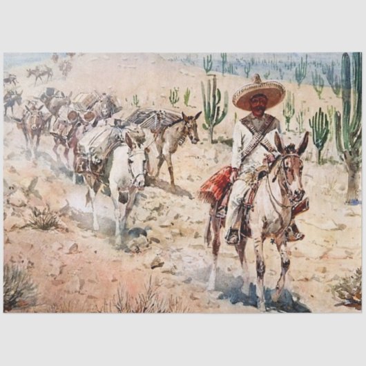 "Vaquero Pack Train" van Edward Borein Tissuepapier (Voorkant)