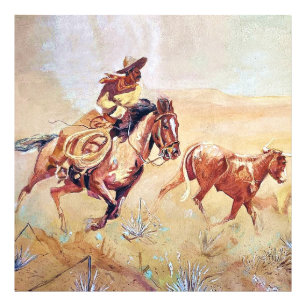 Vaquero Schilderij van Eward Borein Foto Afdruk