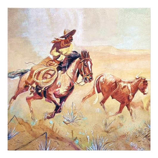 Vaquero Schilderij van Eward Borein Foto Afdruk (Voorkant)