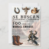 Vaquero Spaans Western Cowboy Pet 100e verjaardag Kaart (Voorkant)