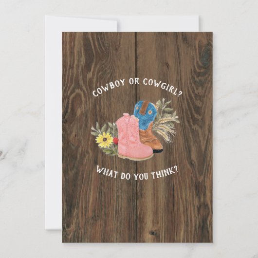 Vaquero/Vaquera Bootie Dark Wood Gender onthullen Kaart (Achterkant)