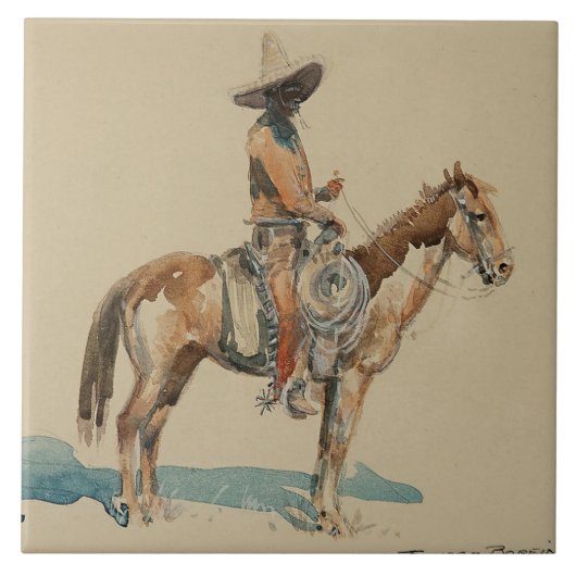 "Vaquero" Westerne kunst van Edward Borein Tegeltje (Voorkant)