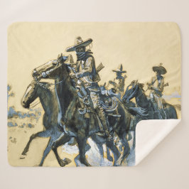 "Vaqueros" Westerne kunst van Charles M Russell Sherpa Deken