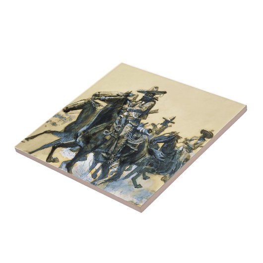 "Vaqueros" Westerne kunst van Charles M Russell Tegeltje (Zijkant)