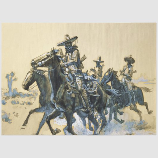 "Vaqueros" Westerne kunst van Charles M Russell Tissuepapier (Voorkant)