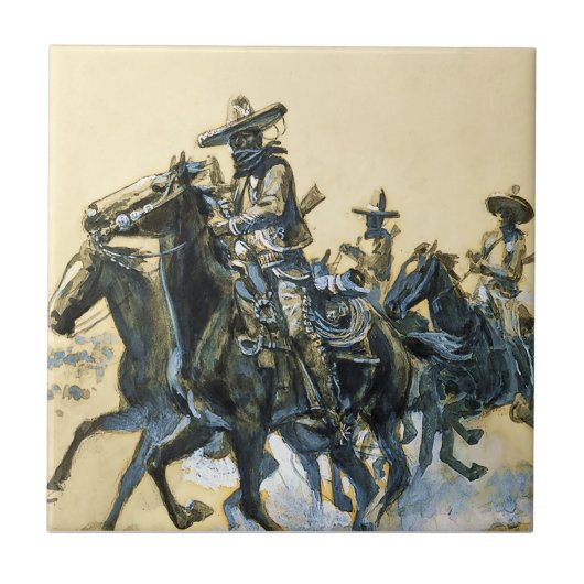“Vaqueros” Westerse kunst van Charles M Russell Tegeltje (Voorkant)