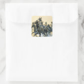 “Vaqueros” Westerse kunst van Charles M Russell Vierkante Sticker (Tas)