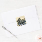 “Vaqueros” Westerse kunst van Charles M Russell Vierkante Sticker (Envelop)