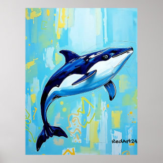 Vaquita-kunst aan de muur – Bedreigde bruinvis Poster