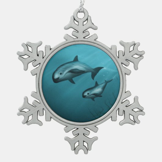 Vaquita Porpoises Tin Sneeuwvlok Ornament (Voorkant)