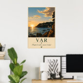Var Middellandse Zee Kust Zonsondergang Vintage Poster (Thuiskantoor)