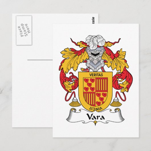 Vara Family Crest Briefkaart (Voorkant / Achterkant)