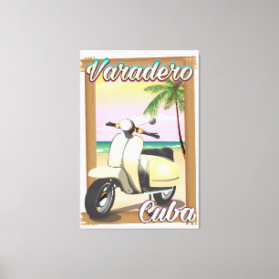 Varadero Cuba vintage scooterposter Canvas Afdruk
