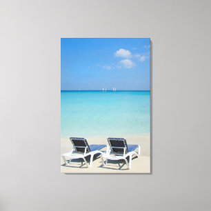 Varadero, Cuba. Zand en strandstoelen Canvas Afdruk