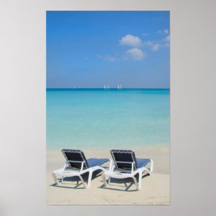 Varadero, Cuba. Zand en strandstoelen Poster