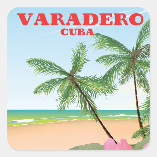 Varadero Cubaans strand reisposter Vierkante Sticker (Voorkant)
