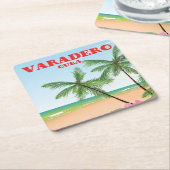 Varadero Cubaanse strand reisposter Kartonnen Onderzetters (Schuin)