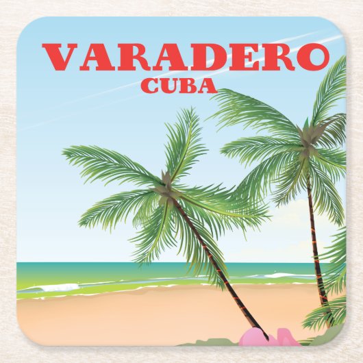 Varadero Cubaanse strand reisposter Kartonnen Onderzetters (Voorkant)