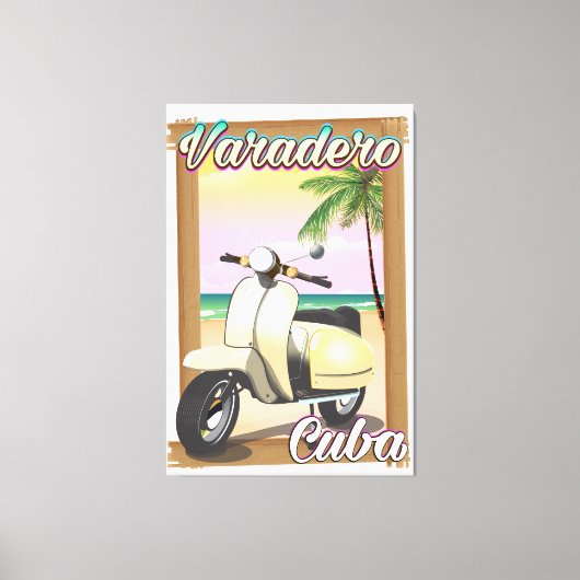 Varadero Cuban  scooter poster Canvas Afdruk (Voorkant)