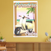 Varadero Cuban  scooter poster Canvas Afdruk (Insitu (Woonkamer))