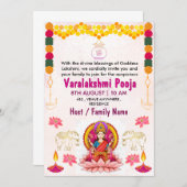 Varalakshmi Vratham Invitation Card | Pooja Kaart (Voorkant / Achterkant)