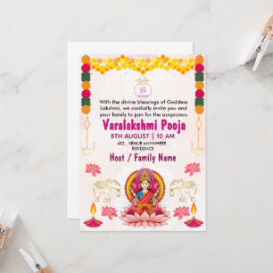 Varalakshmi Vratham Uitnodigingskaart Pooja Kaart