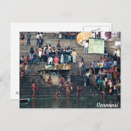 Varanasi ghats, postcard briefkaart (Voorkant / Achterkant)