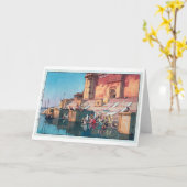 Varanasi, Hiroshi Yoshida, Woodcut Kaart (Gele Bloem)