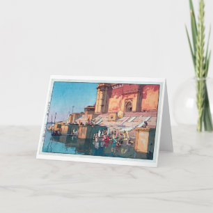 Varanasi, Hiroshi Yoshida, Woodcut Kaart