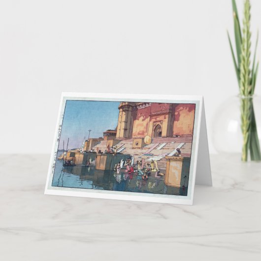 Varanasi, Hiroshi Yoshida, Woodcut Kaart (Voorkant)