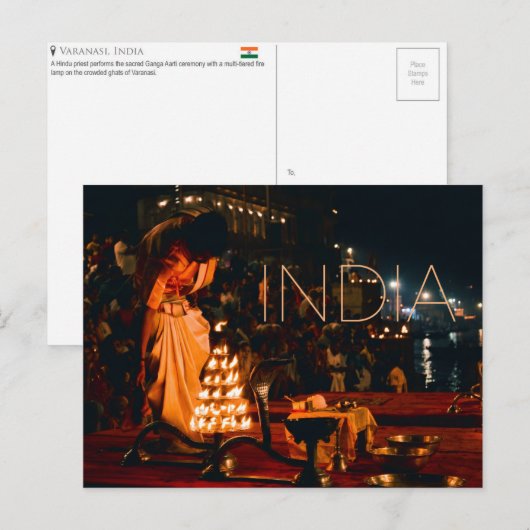 Varanasi, India Reisansichtkaart Briefkaart (Voorkant / Achterkant)