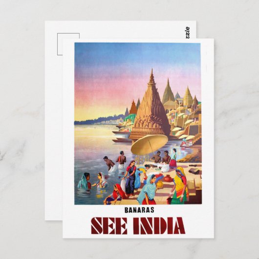 Varanasi, India, rivier de Ganges Briefkaart (Voorkant / Achterkant)