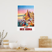 Varanasi, India, rivier de Ganges Poster (Keuken)