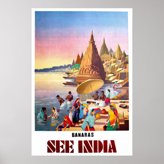Varanasi, India, rivier de Ganges Poster (Voorkant)