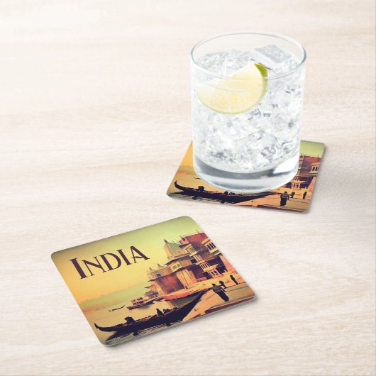 Varanasi India  schilderen Kartonnen Onderzetters (Insitu)