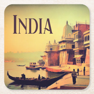 Varanasi India schilderen Kartonnen Onderzetters