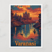 Varanasi kunst reisillustratie briefkaart (Voorkant)