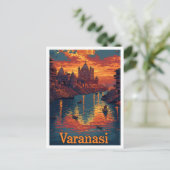 Varanasi kunst reisillustratie briefkaart (Staand voorkant)