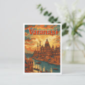 Varanasi  kunst reisillustratie briefkaart (Staand voorkant)