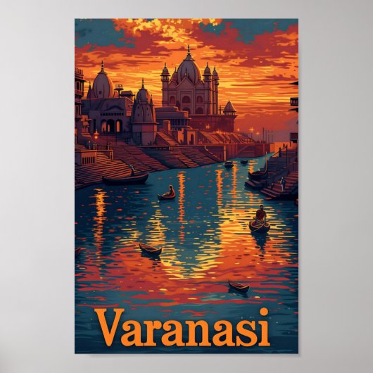 Varanasi kunst reisillustratie poster (Voorkant)