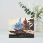 Varanasi Waterverf Schilderen | Reis India Briefkaart (Staand voorkant)