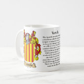 Varela Family Coat of Arms (Crest) met inbegrip va Koffiemok (Voorkant links)