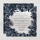 Varen bladeren ingelijst Metallic blauw Navy zilve Kaart (Voorkant / Achterkant)