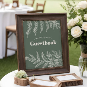 Varen bos bruiloft gastboek bord poster