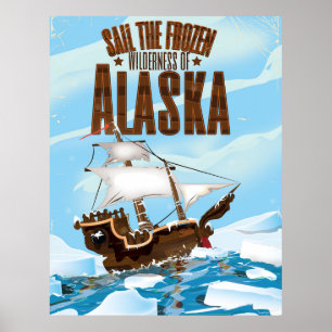 Varen door de bevroren wildernis van Alaska Poster