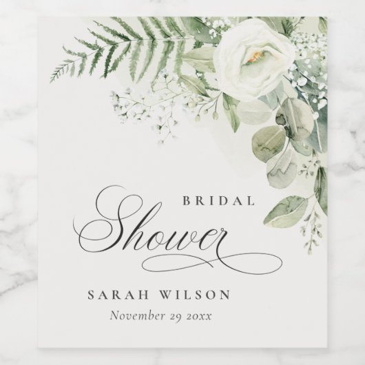 Varen Eucalyptus Groene Bladeren Bruidsdouche Wijn Etiket (Enkel label)