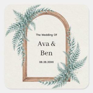 Varen Groene Houten Boog Bruiloft Vierkante Sticker